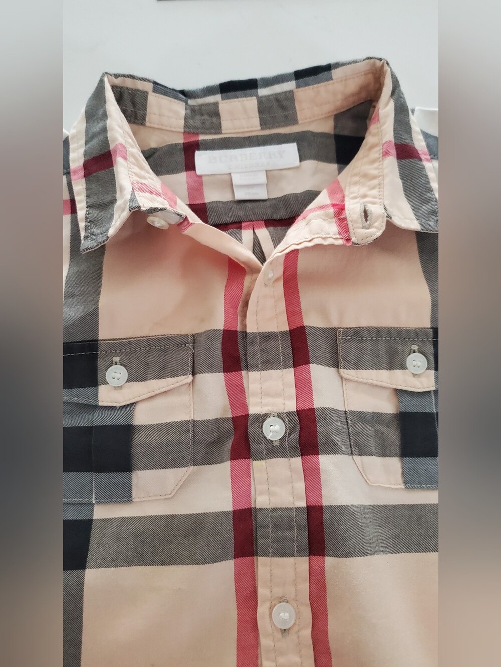 Classic Check Button-Down Shirt - Beige/Red Check